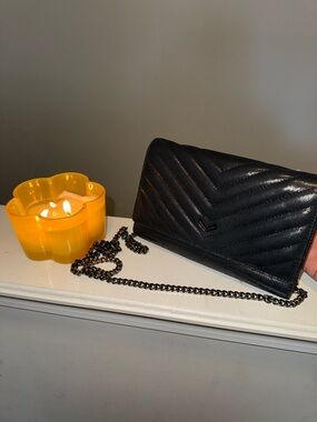 Botkier Black Quilted Chevron Chain Crossbody Wallet